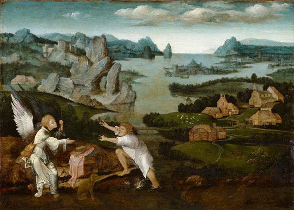 Detail of Landscape with Tobias and the Angel by Joachim Patenier