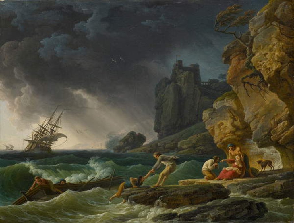 Detail of Stormy Sea with Shipwreck, 1780 by Claude Joseph Vernet