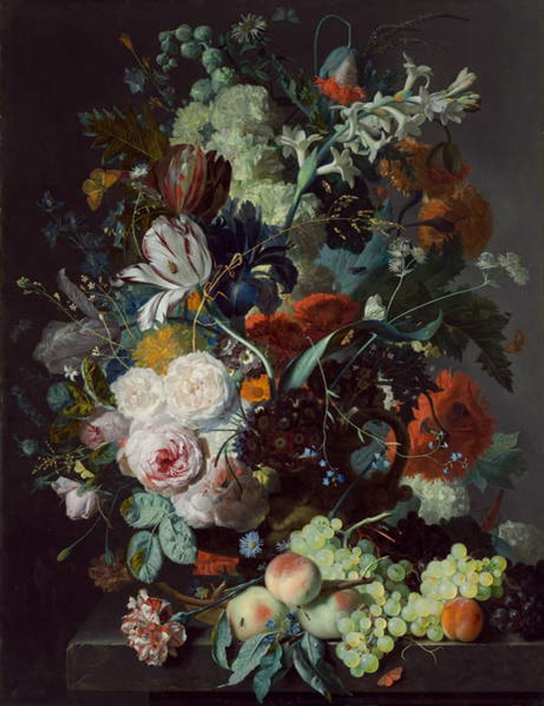 Detail of Still Life with Flowers and Fruit, c.1715 by Jan van Huysum
