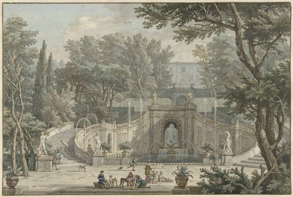 Detail of View of the Garden of Villa d’Este in Tivoli, c.1725 by Isaac de Moucheron