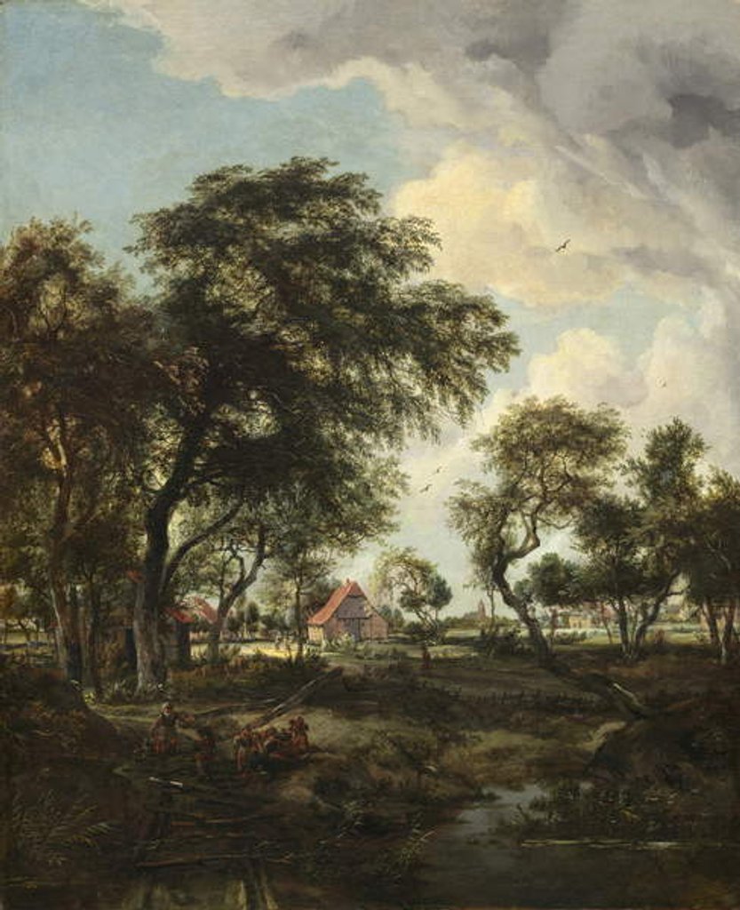 Detail of A Farm in the Sunlight, 1668 by Meindert Hobbema