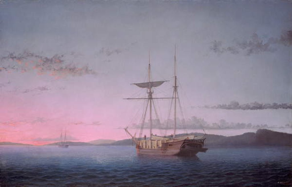 Detail of Lumber Schooners at Evening on Penobscot Bay, 1863 by Fitz Henry Lane