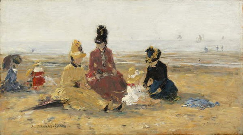 Detail of On the Beach, Trouville, 1887 by Eugene Louis Boudin