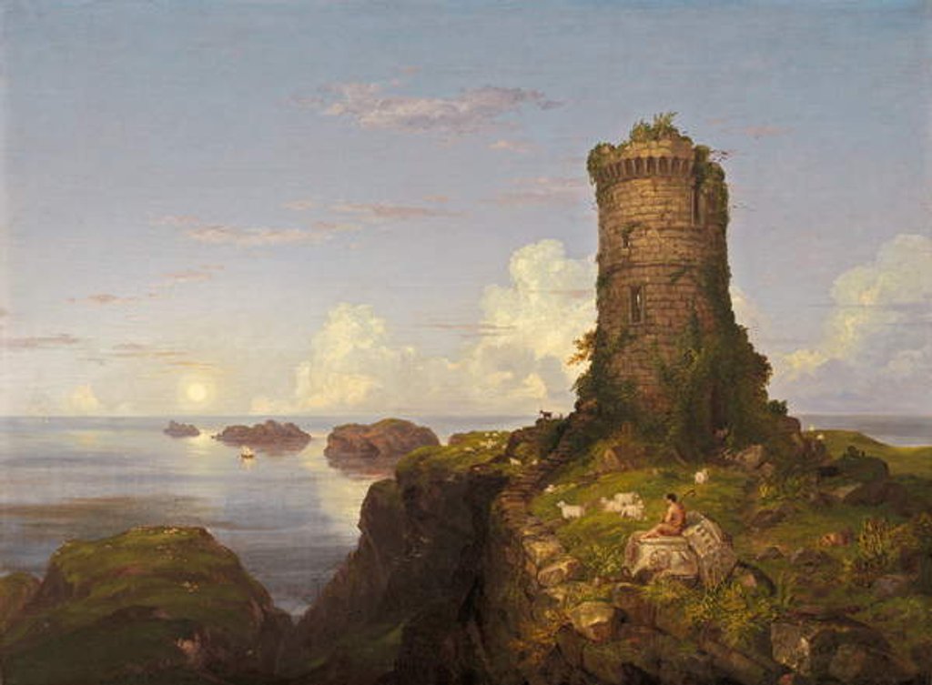 Detail of Italian Coast Scene with Ruined Tower, 1838 by Thomas Cole