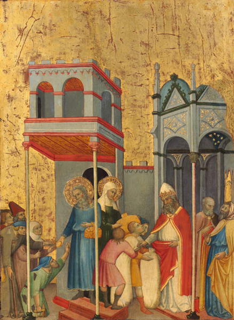 Detail of Joachim and Anna giving food to the Poor and offerings to the Temple, c.1400-5 by Andrea di Bartolo