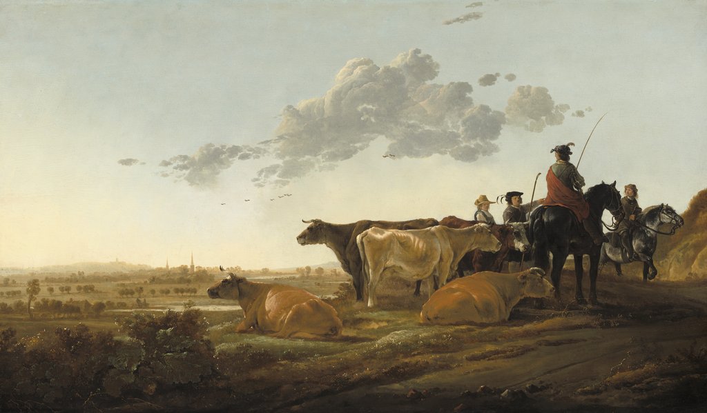 Detail of Landscape with Herdsmen, c.1650-52 by Aelbert Cuyp