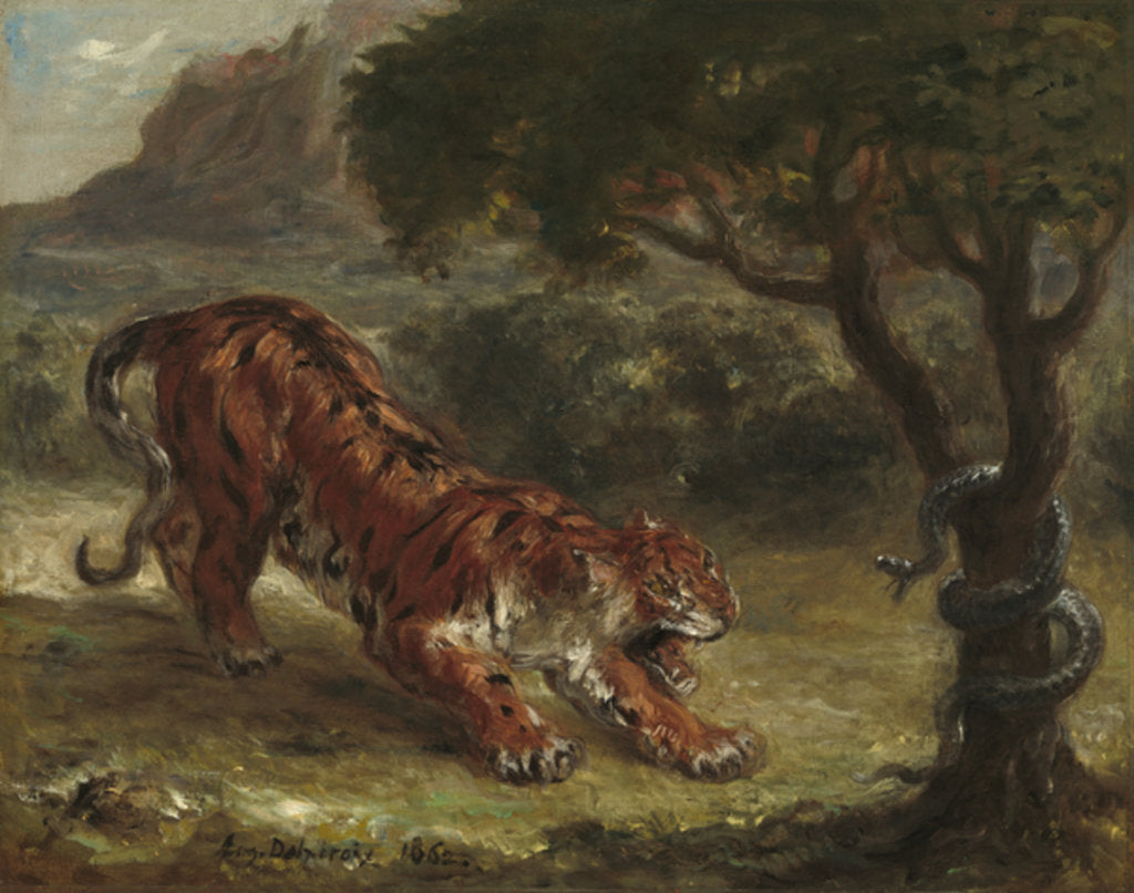 Detail of Tiger and Snake, 1862 by Ferdinand Victor Eugene Delacroix
