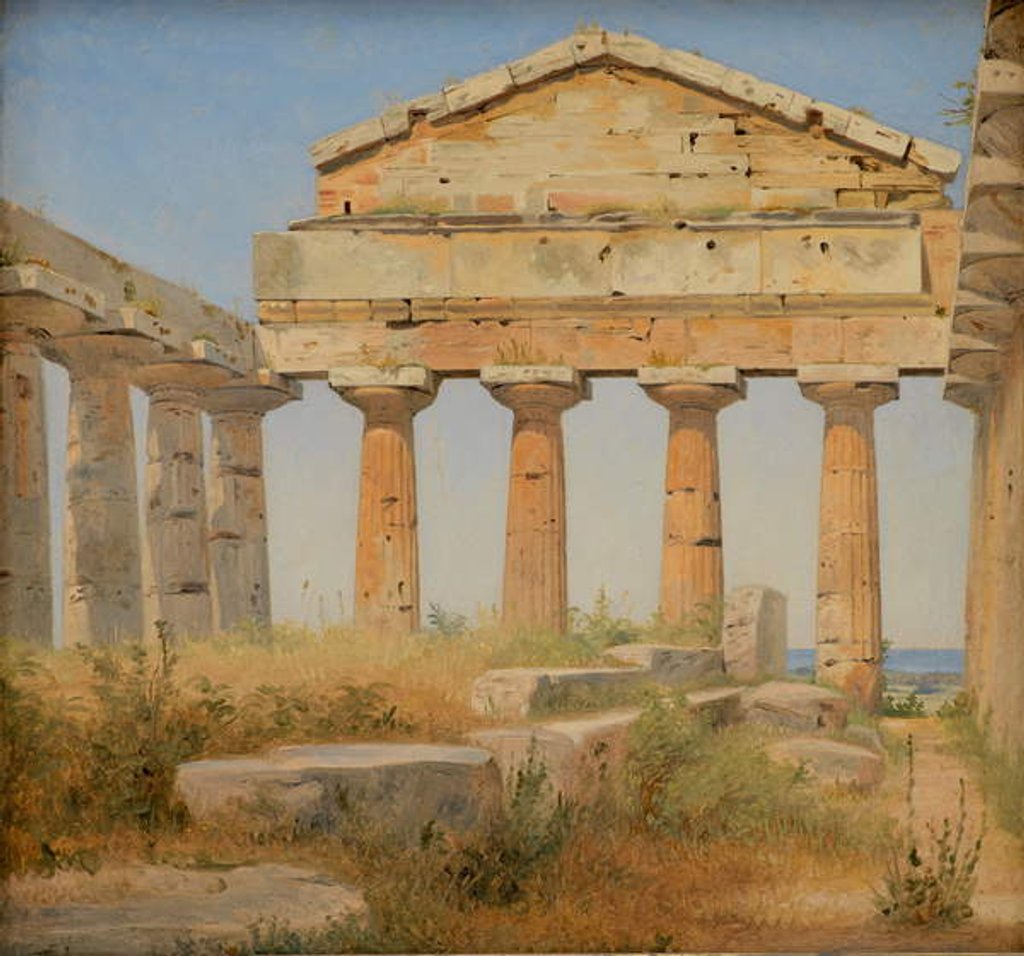 Detail of The Temple of Athena in Paestum, 1838 by Constantin Hansen