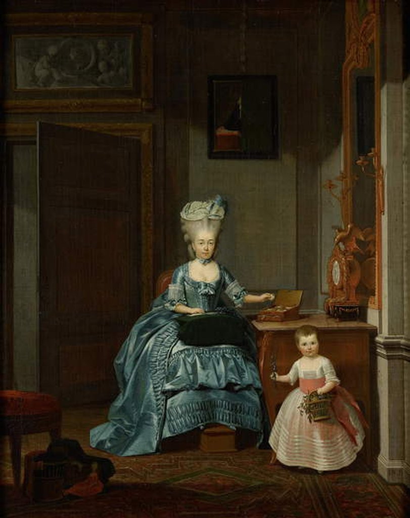 Detail of Susanna van Collen née Mogge and her daughter, 1776 by Hermanus Numan