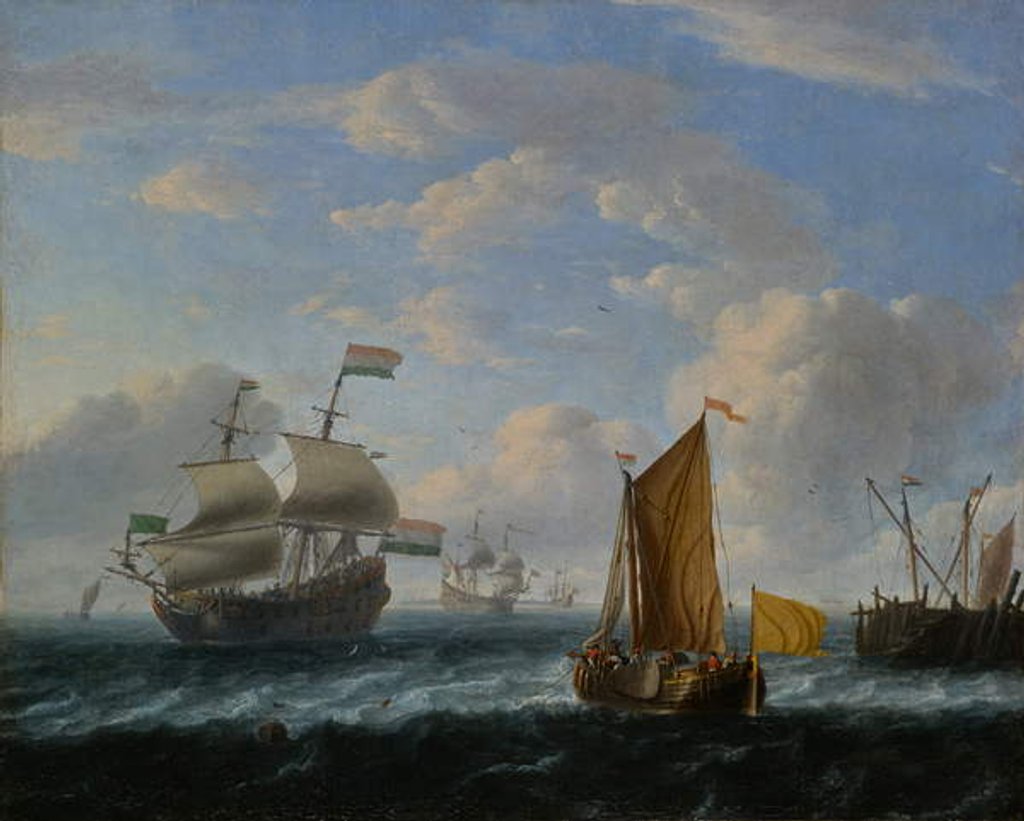Detail of Dutch Warships by Ludolf I Backhuysen