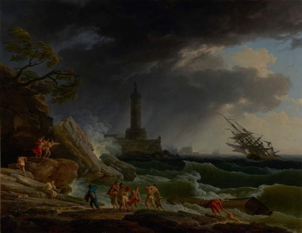 Detail of A Storm on a Mediterranean Coast, 1767 by Claude Joseph Vernet