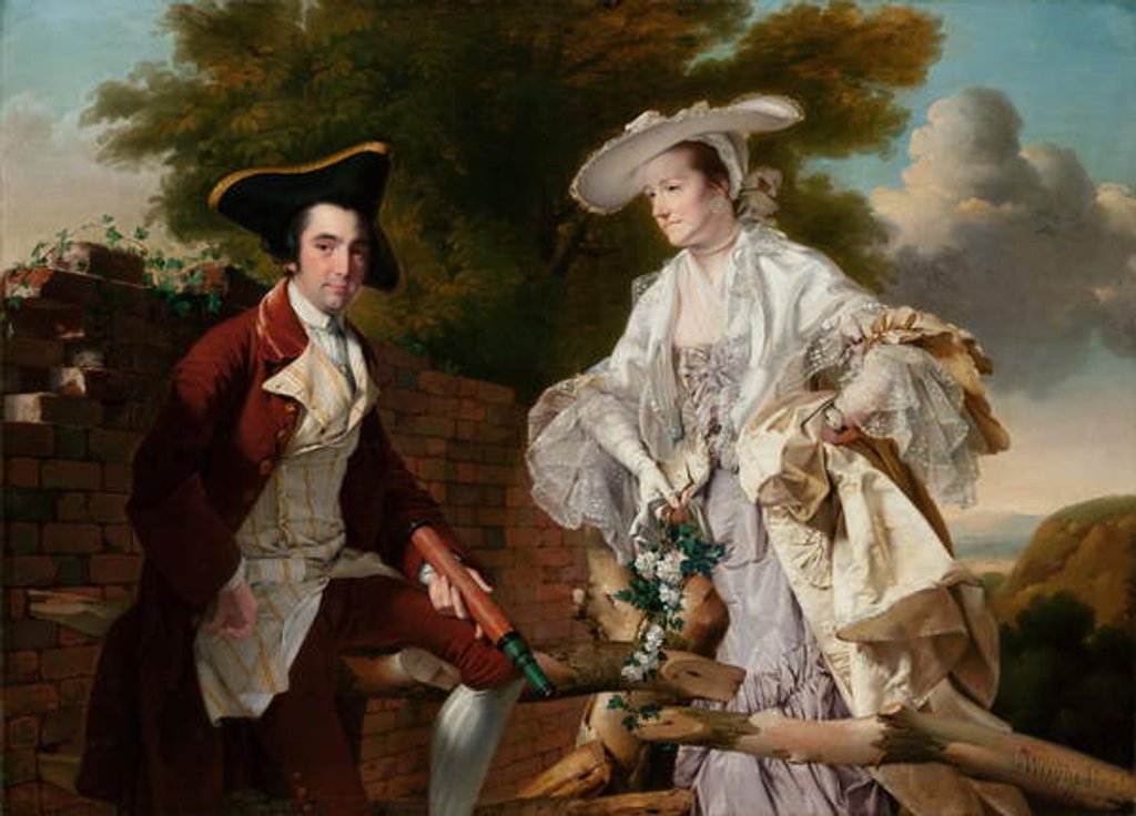 Detail of Portrait of Peter Perez Burdett and His First Wife Hannah, 1765 by Joseph Wright of Derby