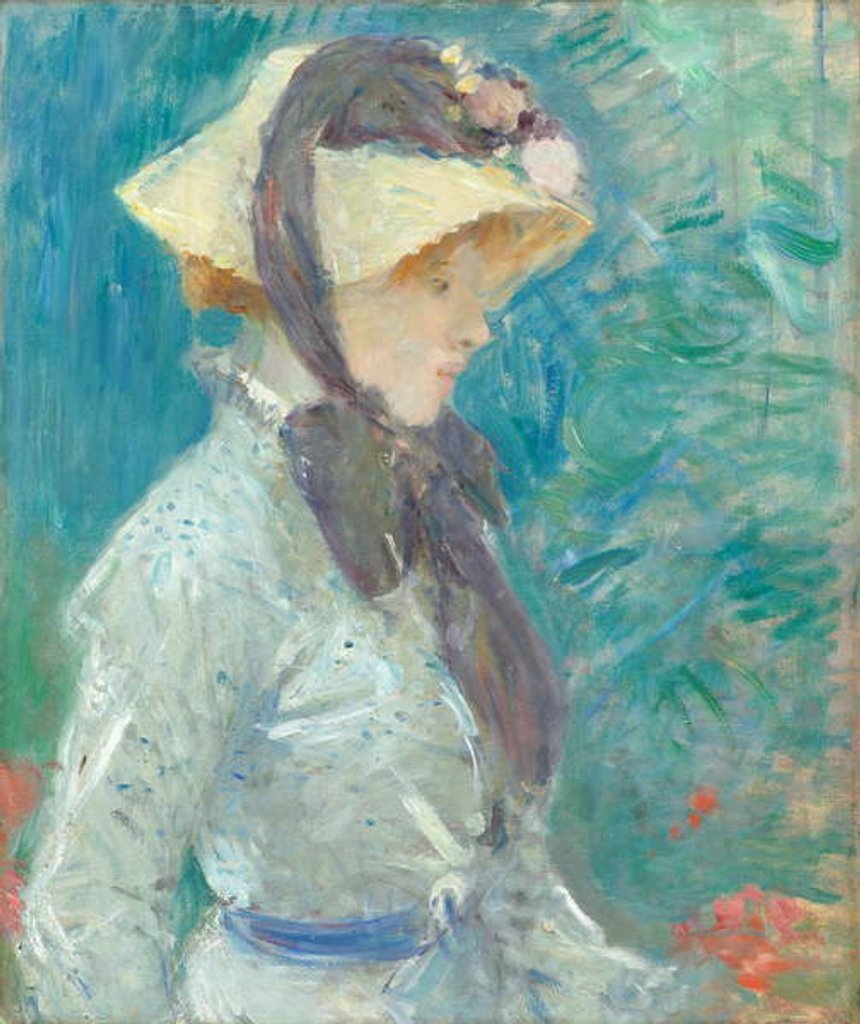 Detail of Young Woman with a Straw Hat, 1884 by Berthe Morisot
