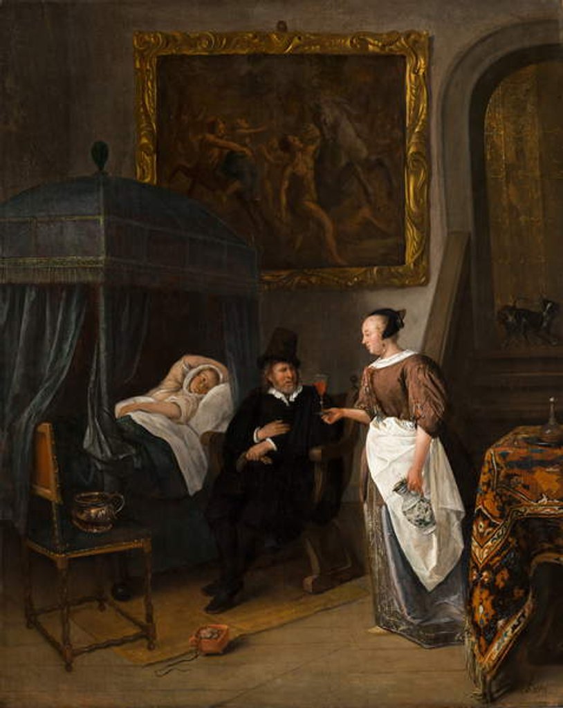 Detail of The Doctor's Visit, c.1665-8 by Jan Havicksz. Steen