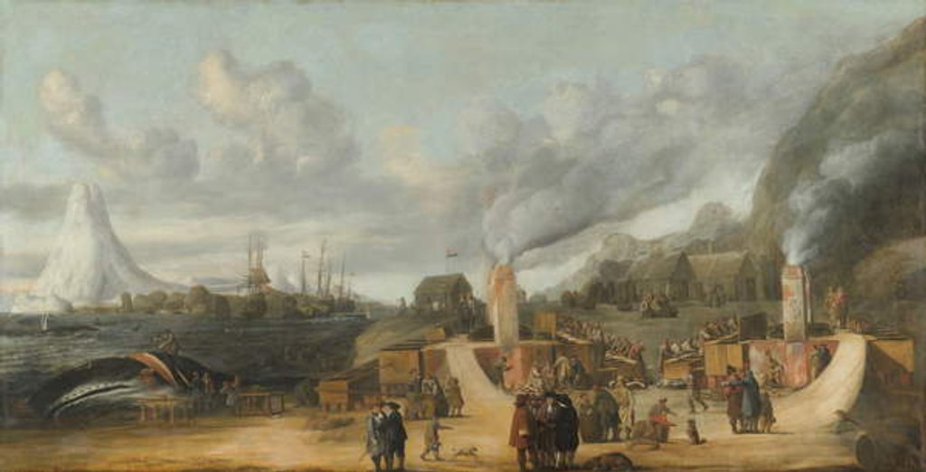 Detail of The Whale-oil Refinery near the Village of Smerenburg, 1639 by Cornelis de Man