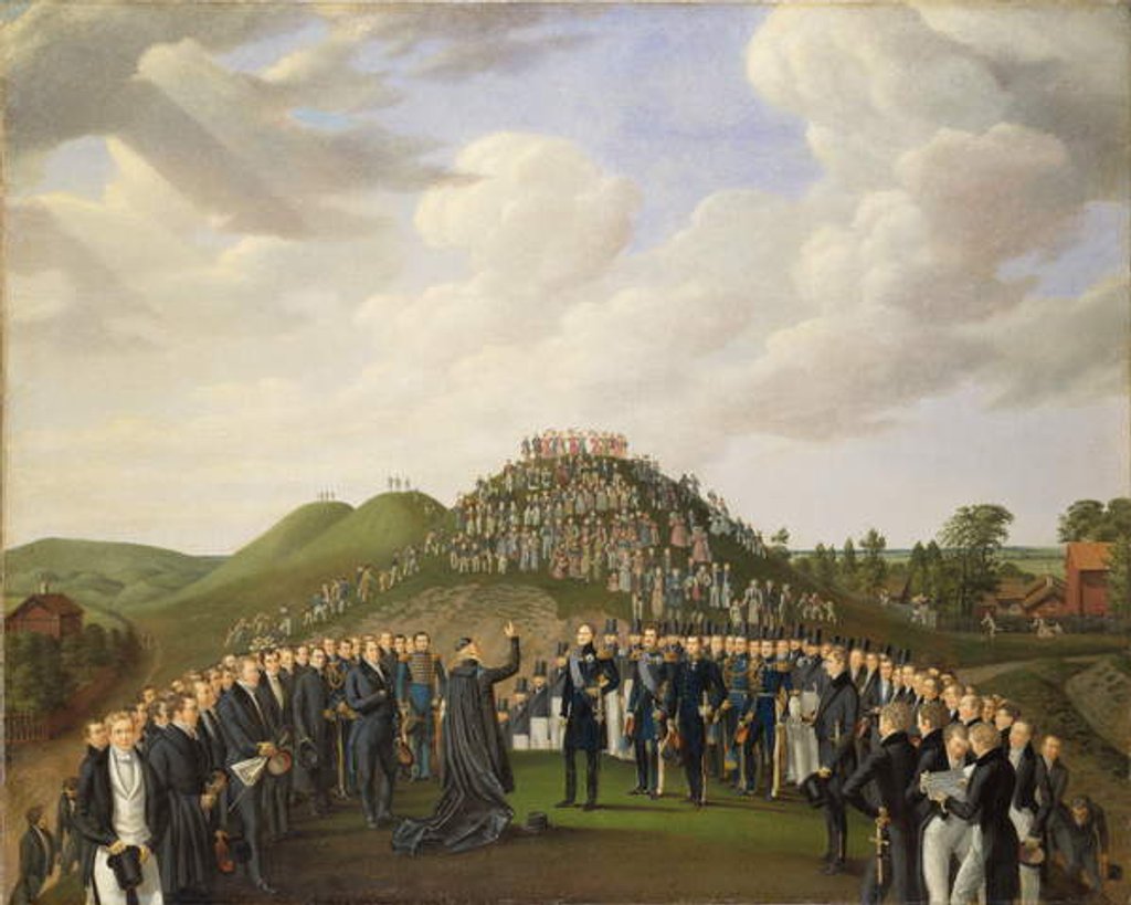 Detail of King Carl XIV Johan of Sweden Visiting the Mounds at Old Uppsala in 1834, 1836 by Johan Way