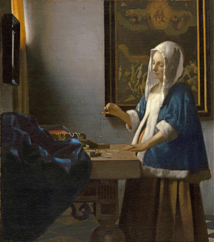 Detail of Woman Holding a Balance, c.1664 by Jan Vermeer