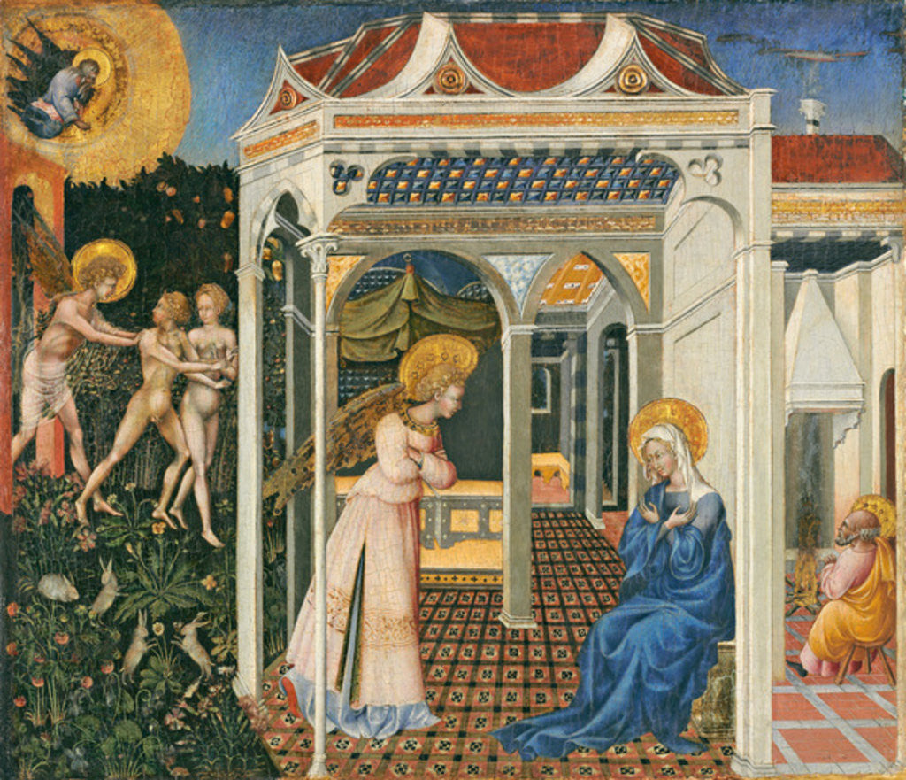 Detail of The Annunciation and Expulsion from Paradise by Giovanni di Paolo di Grazia