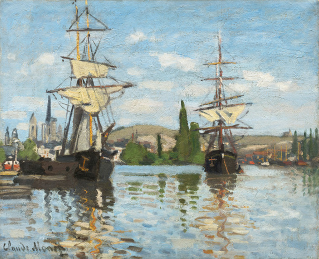 Detail of Ships Riding on the Seine at Rouen, 1872- 73 by Claude Monet