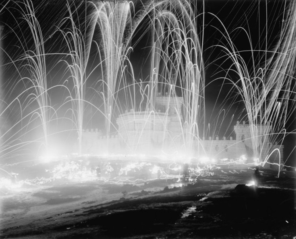 Detail of Midwinter carnival, storming the fortress, Upper Saranac Lake, N.Y. by Detroit Publishing Co.
