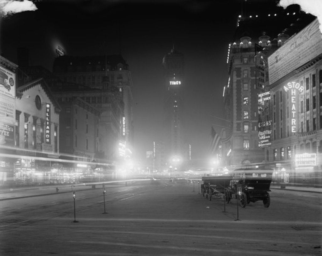 Detail of Times Square at night, New York, N.Y., c.1900-15 by Detroit Publishing Co.