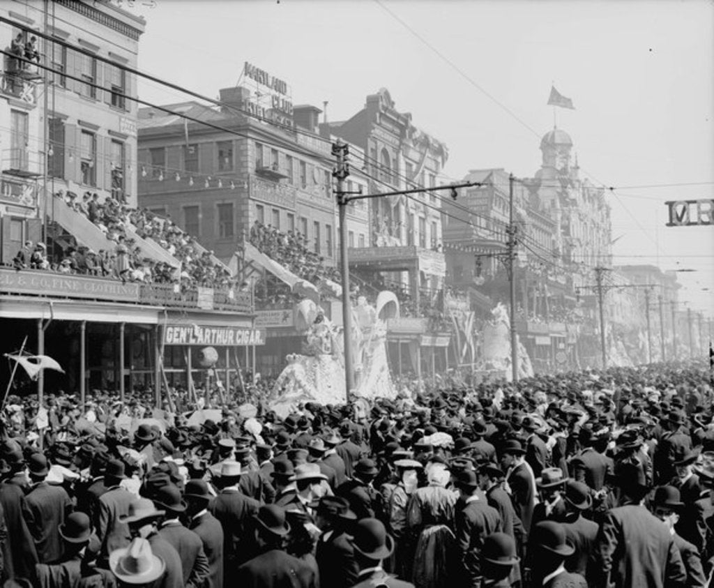 Detail of New Orleans, Louisiana, Mardi Gras Day, the 'Red' Pageant, c.1890-1910 by Detroit Publishing Co.