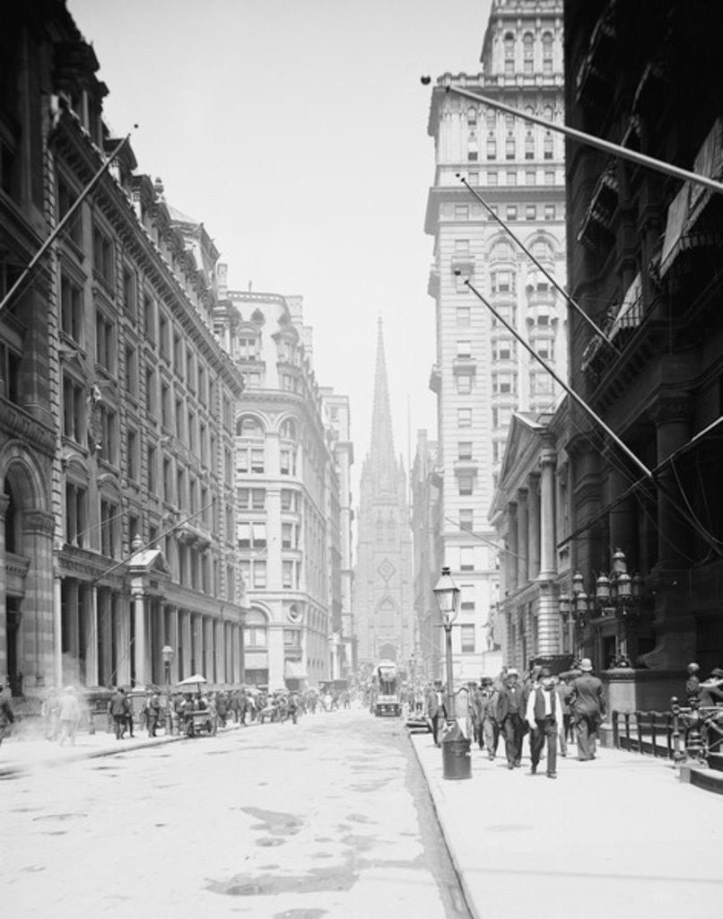 Detail of Wall St. and Trinity Church, New York, N.Y. by Detroit Publishing Co.