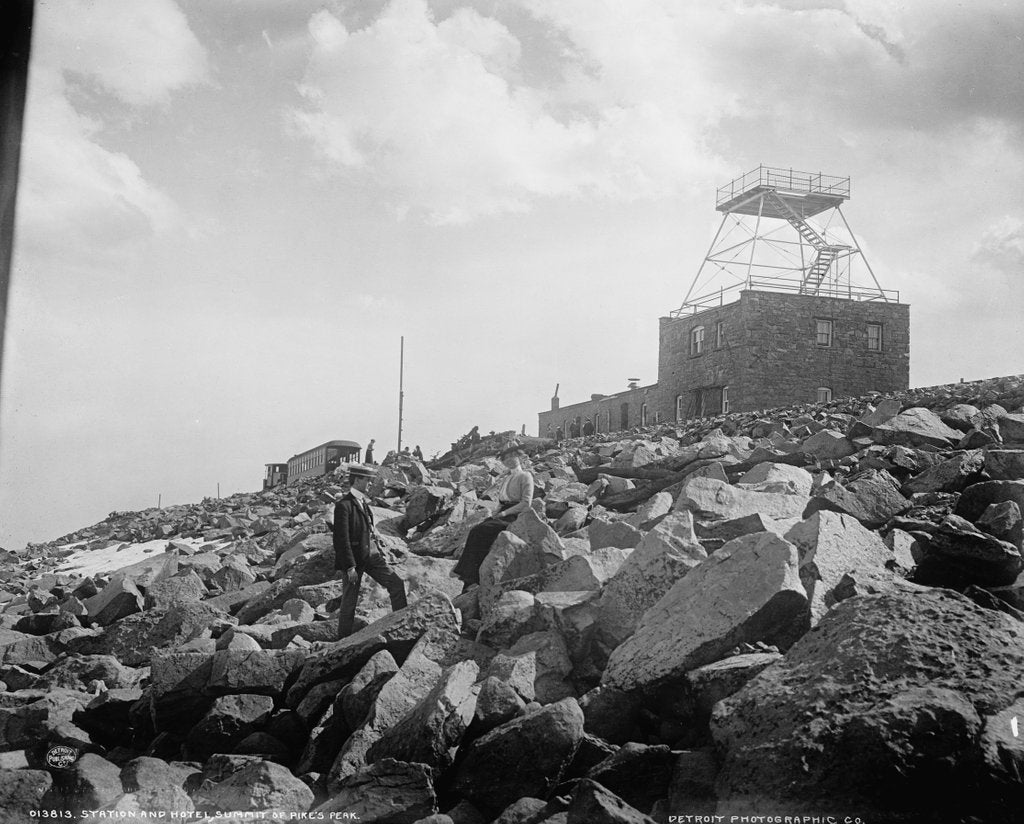 Detail of Station and hotel, summit of Pike's Peak by Detroit Publishing Co.