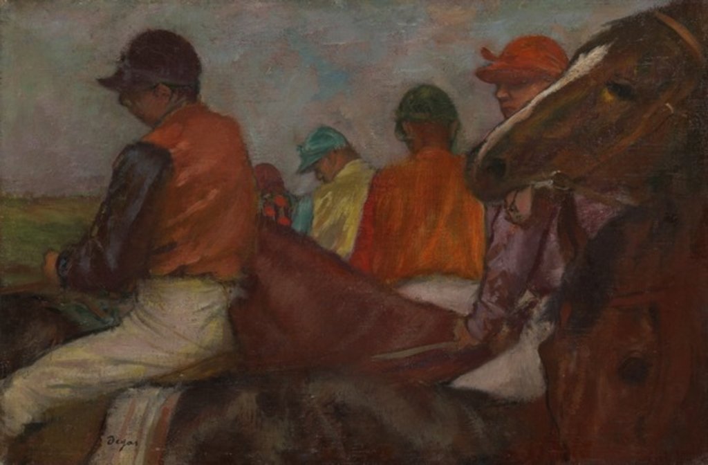 Detail of The Jockeys by Edgar Degas