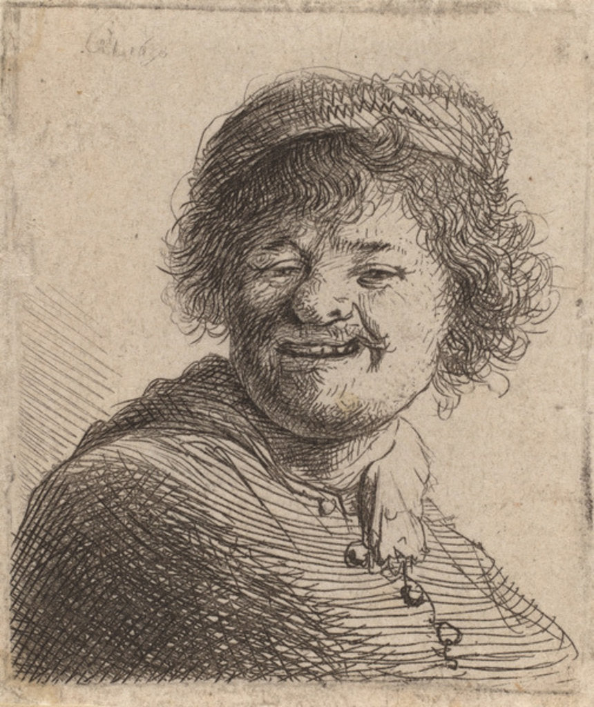 Detail of Self portrait in a Cap Laughing by Rembrandt Harmensz. van Rijn