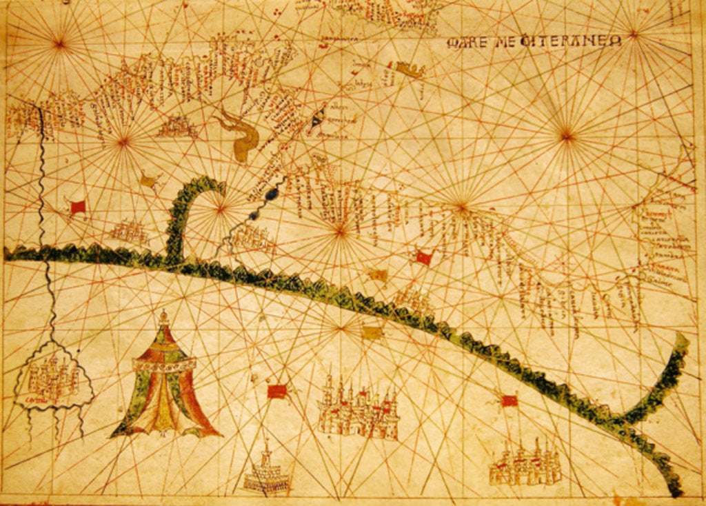 Detail of North Africa, from a nautical atlas, 1520 by Giovanni Xenodocus da Corfu