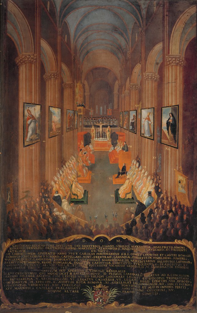 Detail of Opening session of the Council of Trent in 1545, 1545 by Niccolo Dorigati