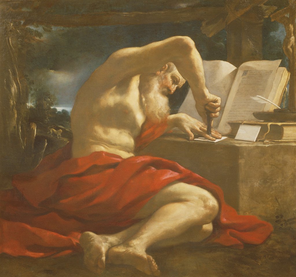 Detail of St. Jerome sealing a letter by Guercino
