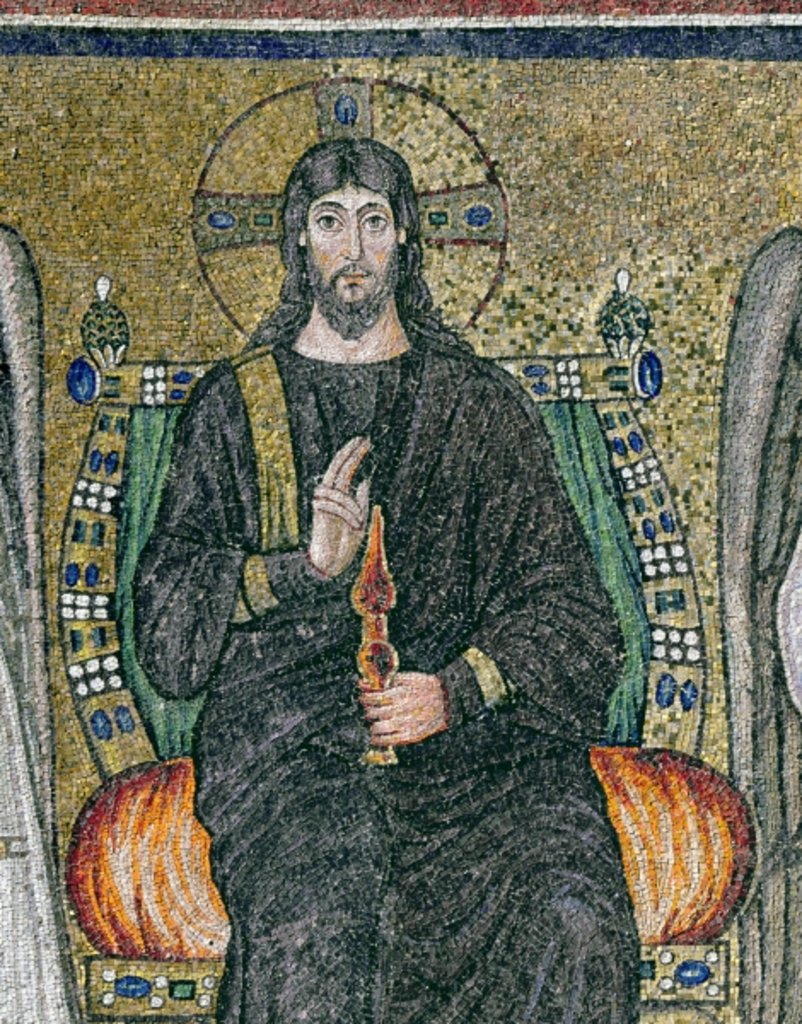 Detail of Christ enthroned with the angels by Byzantine School