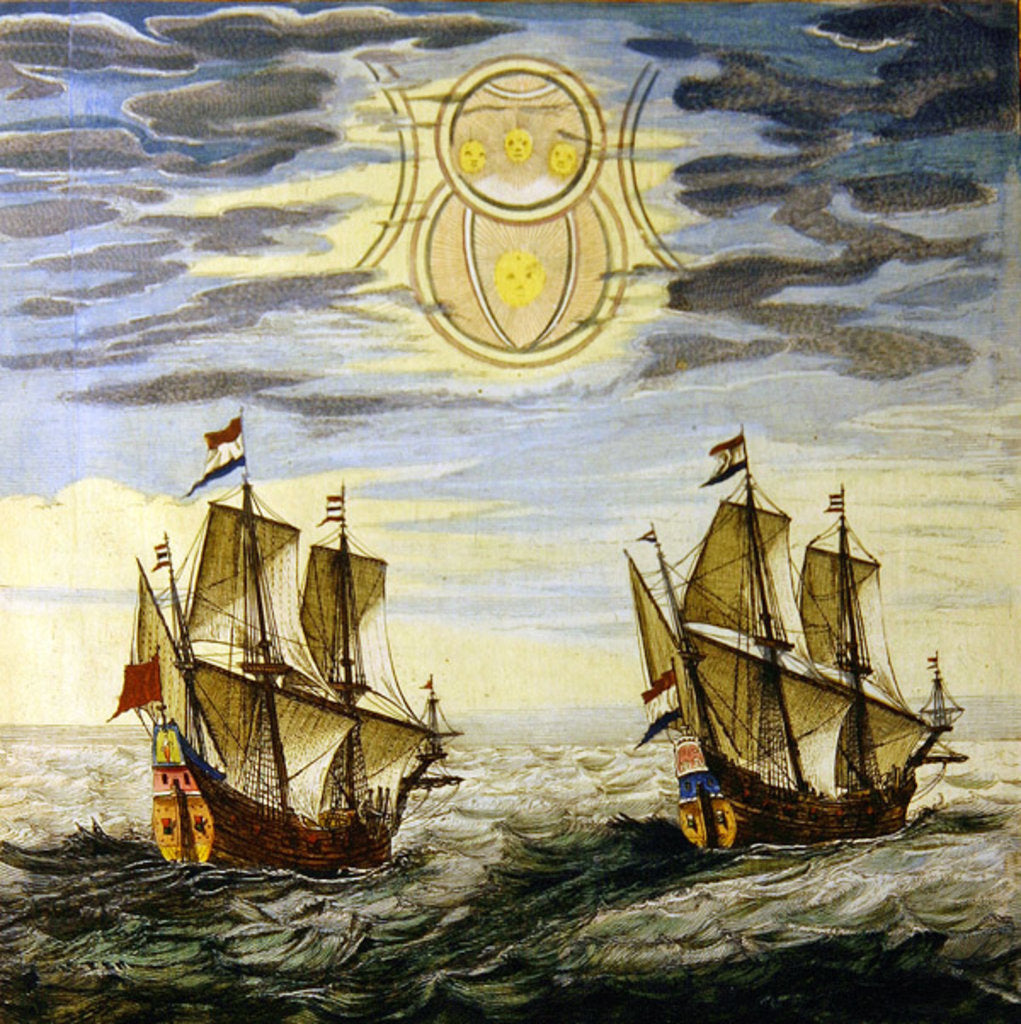 Detail of The sun and the stars guiding the sailors on their way by Joan Blaeu