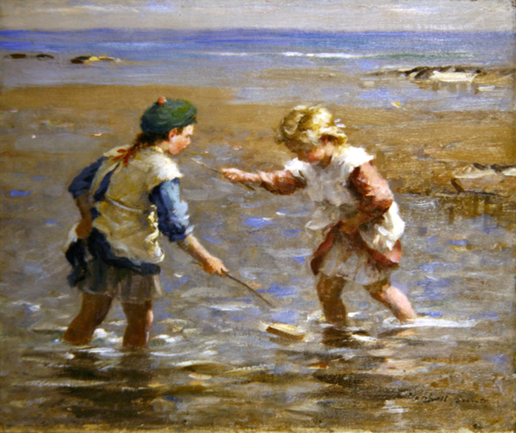 Detail of Playing in the Shallows by William Marshall Brown