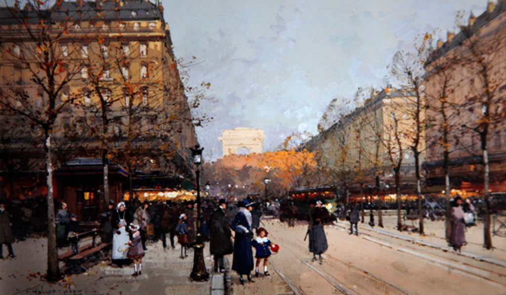Detail of Les Champs Elysees, Paris by Eugene Galien-Laloue