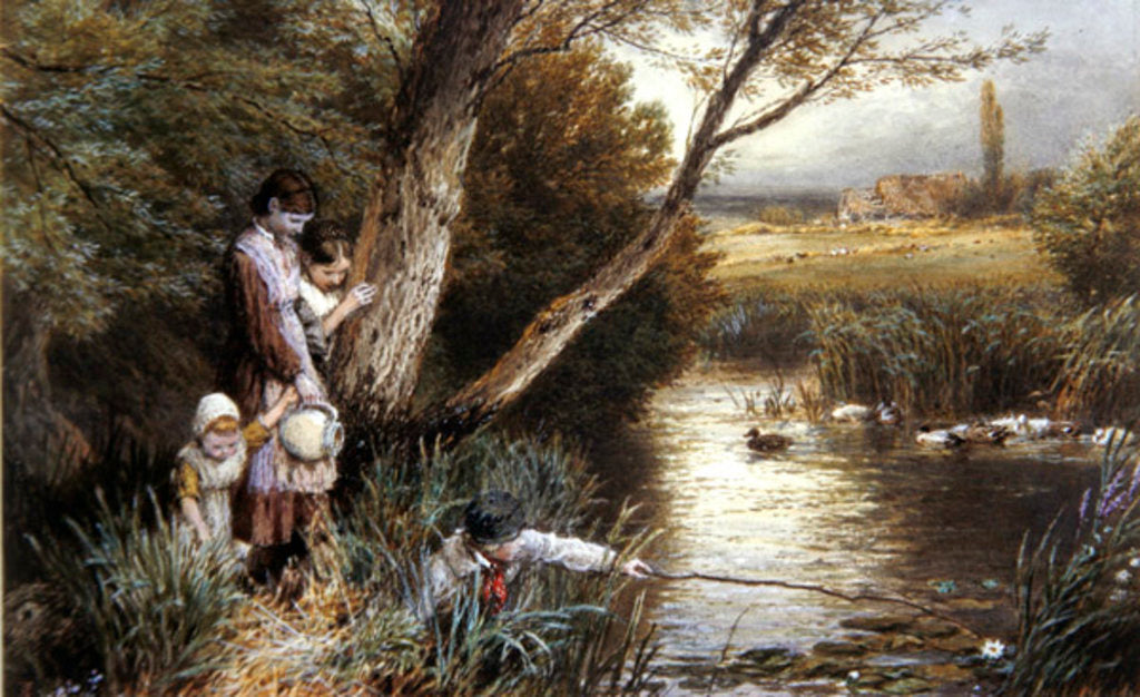Detail of By the Stream by Myles Birket Foster