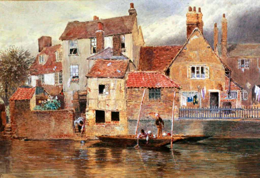 Detail of The Old Cottages at Eton by Myles Birket Foster