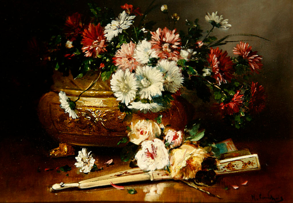 Detail of Still Life with a Fan by Eugene Henri Cauchois
