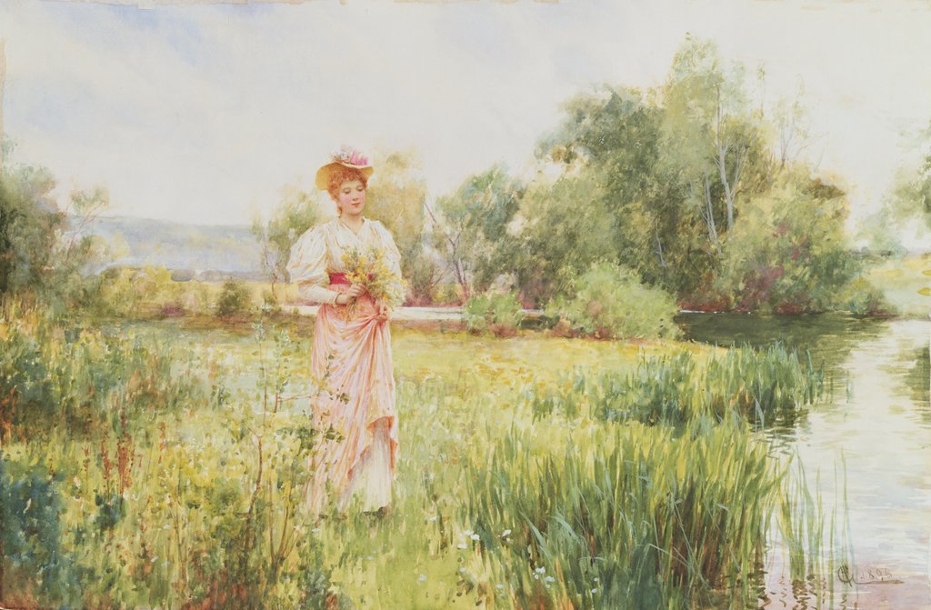 Detail of By the River, 1896 by Alfred Jr. Glendening