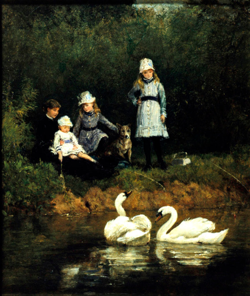 Detail of Watching the Swans by Heywood Hardy