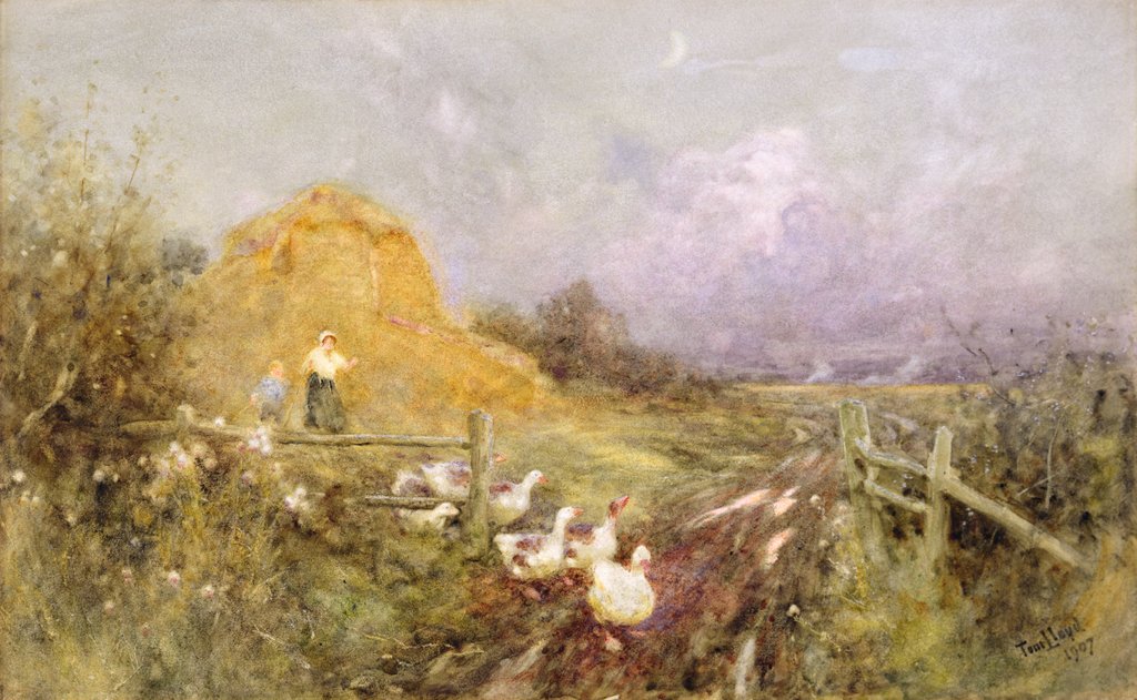 Detail of Driving Geese, Early Evening, 1907 by Thomas James Lloyd