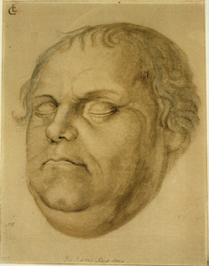 Detail of Posthumous Portrait, Martin Luther, 1546 by Lucas Fortenagl