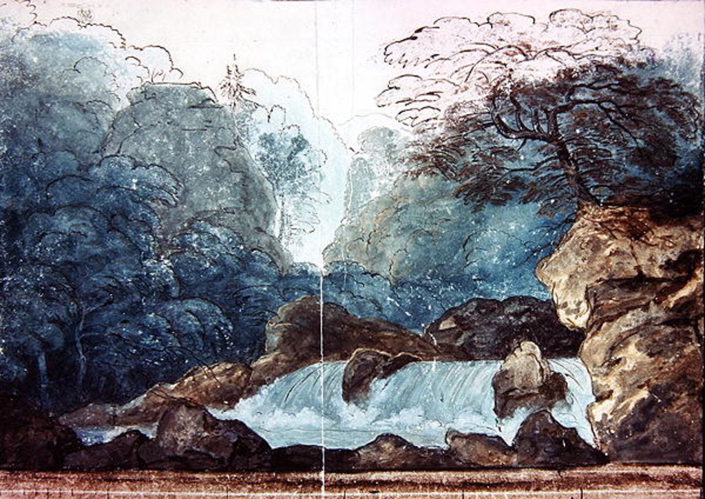 Detail of Waterfall in a wood, set design for a production of 'Undine', by Karl Friedrich Schinkel