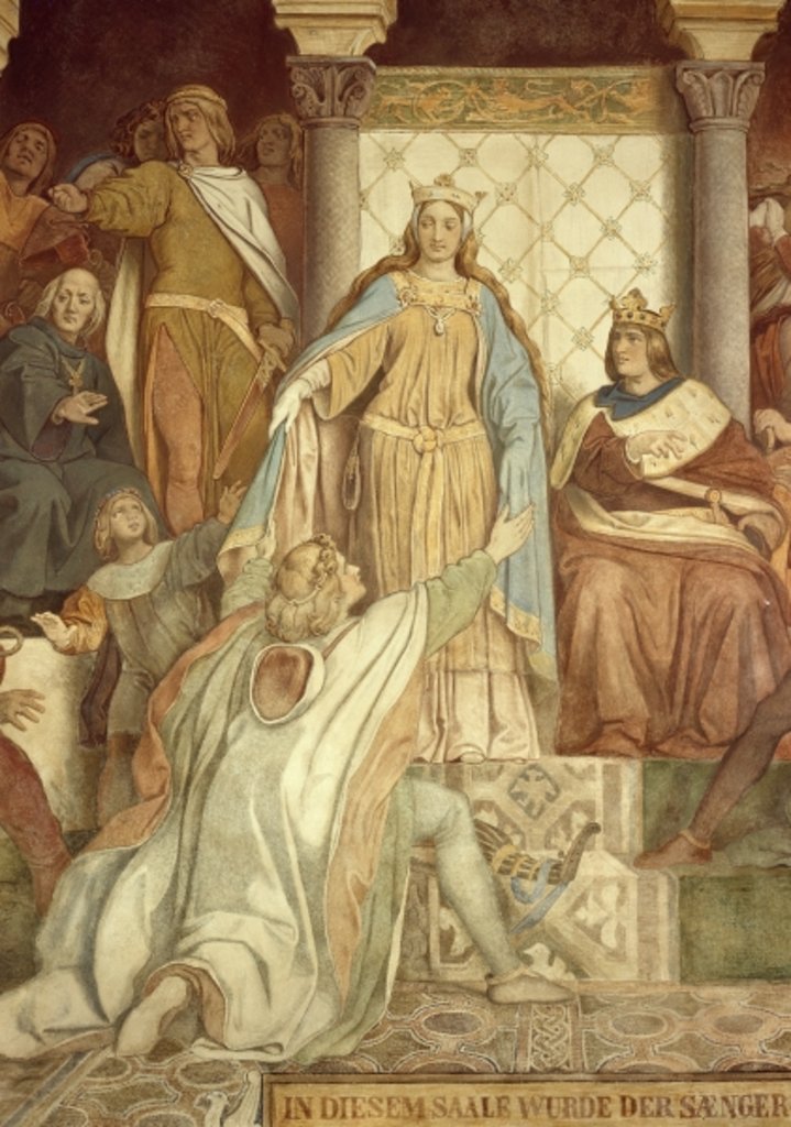 Detail of Detail of Der Saengerkreis, Wartburg Castle, c.1845/55 by Moritz Ludwig von Schwind