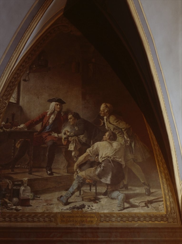 Detail of Boettger shows August the Strong the Secret of Making Porcelain by Johann Paul Adolf Kiessling