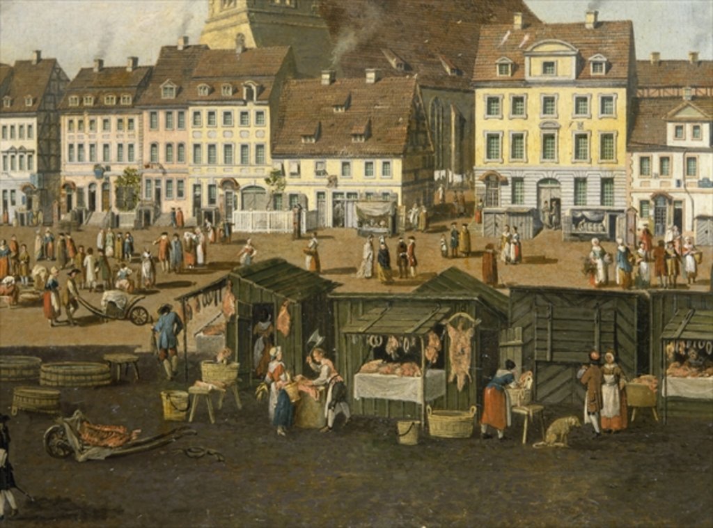 Detail of The New Market in Berlin with the Marienkirche c.1770 by Carl Traugott Fechhelm