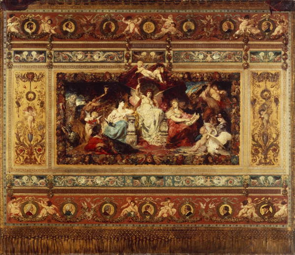 Detail of Design for the curtain at the Dresden opera, 1876 by Ferdinand Keller