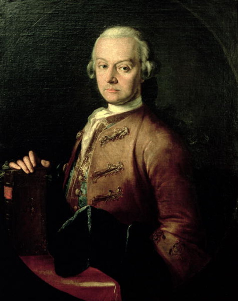Detail of Johann Georg Leopold Mozart, father of Wolfgang Amadeus, 1765 by Peter Anton Lorenzoni